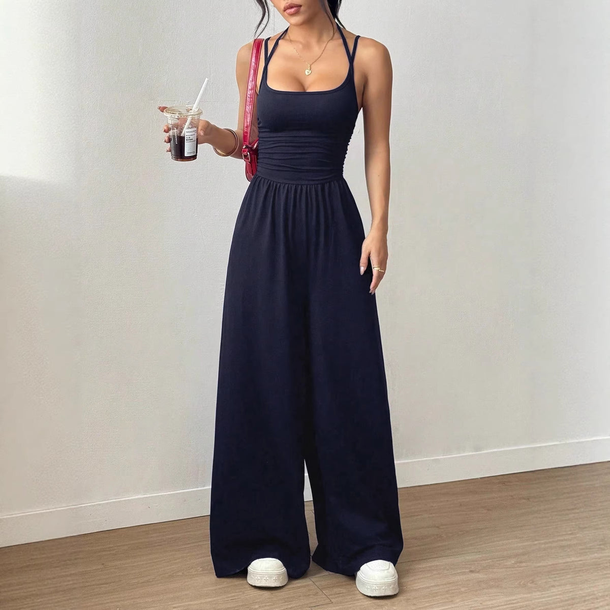 Women's Color Sling Casual Summer Wide Leg Women's Jumpsuit/clothing