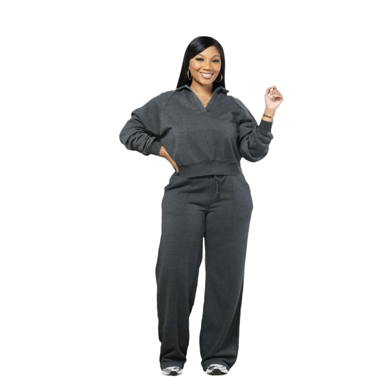 Women's Solid Color Pullover Long-sleeved Fashion Casual Suits