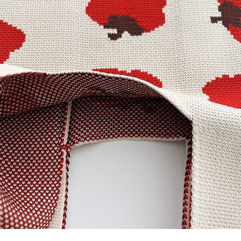 Women's Capacity Tomato Knitted Portable Storage Korean Handbags