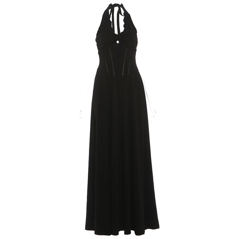 Women's Slim Fit Graceful Fashionable Casual Halter Cut-out Sleeveless Dresses