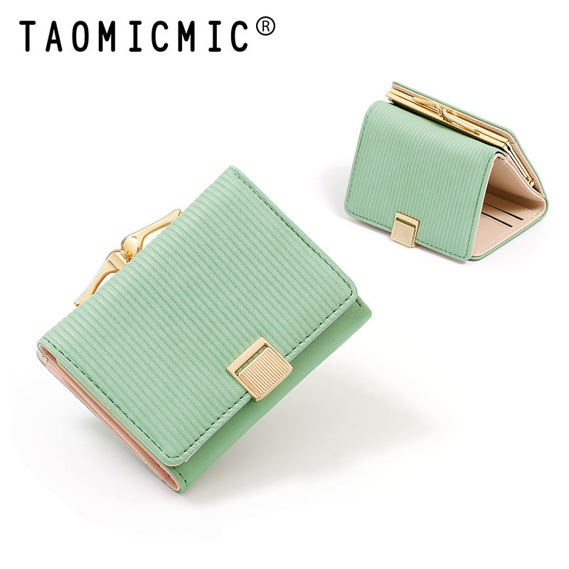 Women's Versatile High-grade Short Leather Clip Ladies Wallets