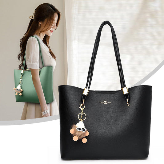 Women's Fashion Simple Solid Color Texture Portable Everyday Tote Bags