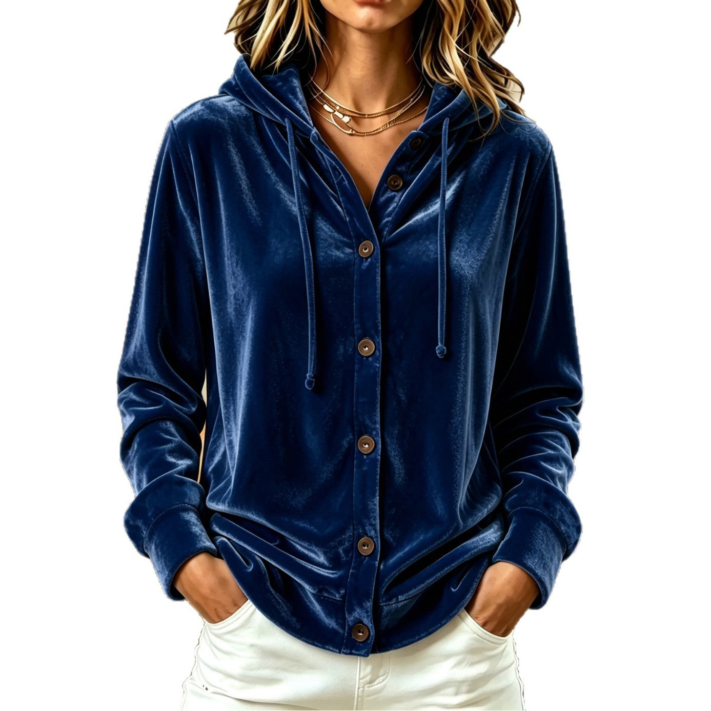Women's Button Drawstring Baggy Retro Lazy Style Coats