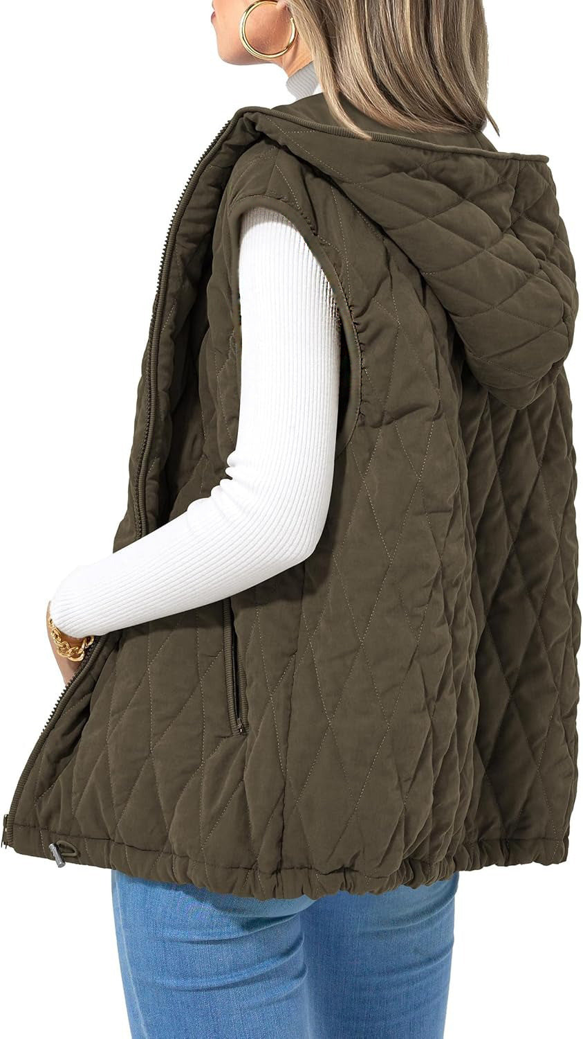 Ladies Hooded Waistcoat Lightweight Cotton Outer Vests
