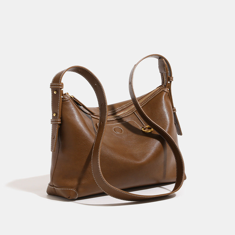 Women's Vegetable Tanning Leather Textured Suede Underarm Bags