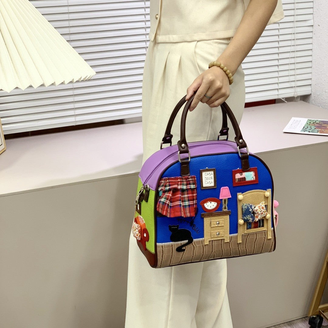 Fashion Women's Portable Personalized Embroidered Creative Handbags