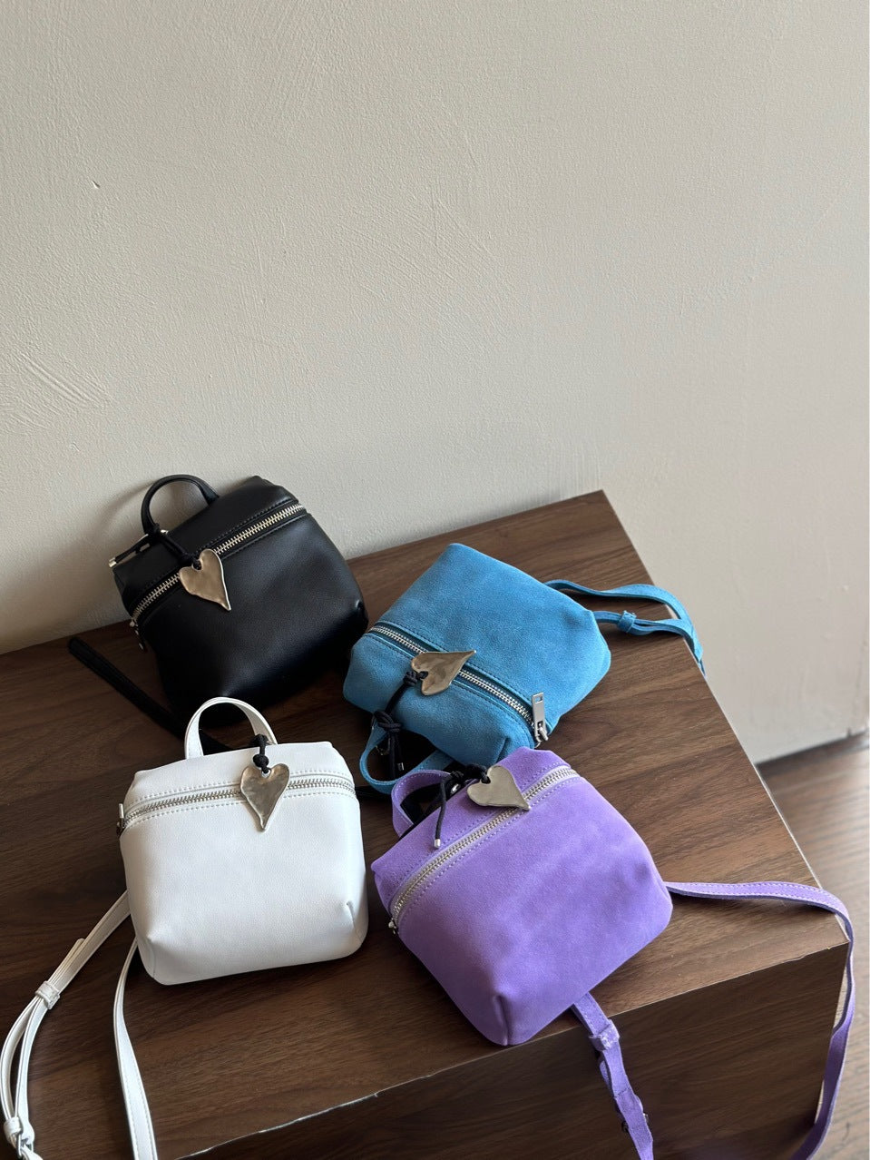 Cool Cowhide Genuine Leather Mini Love Crossbody Bags