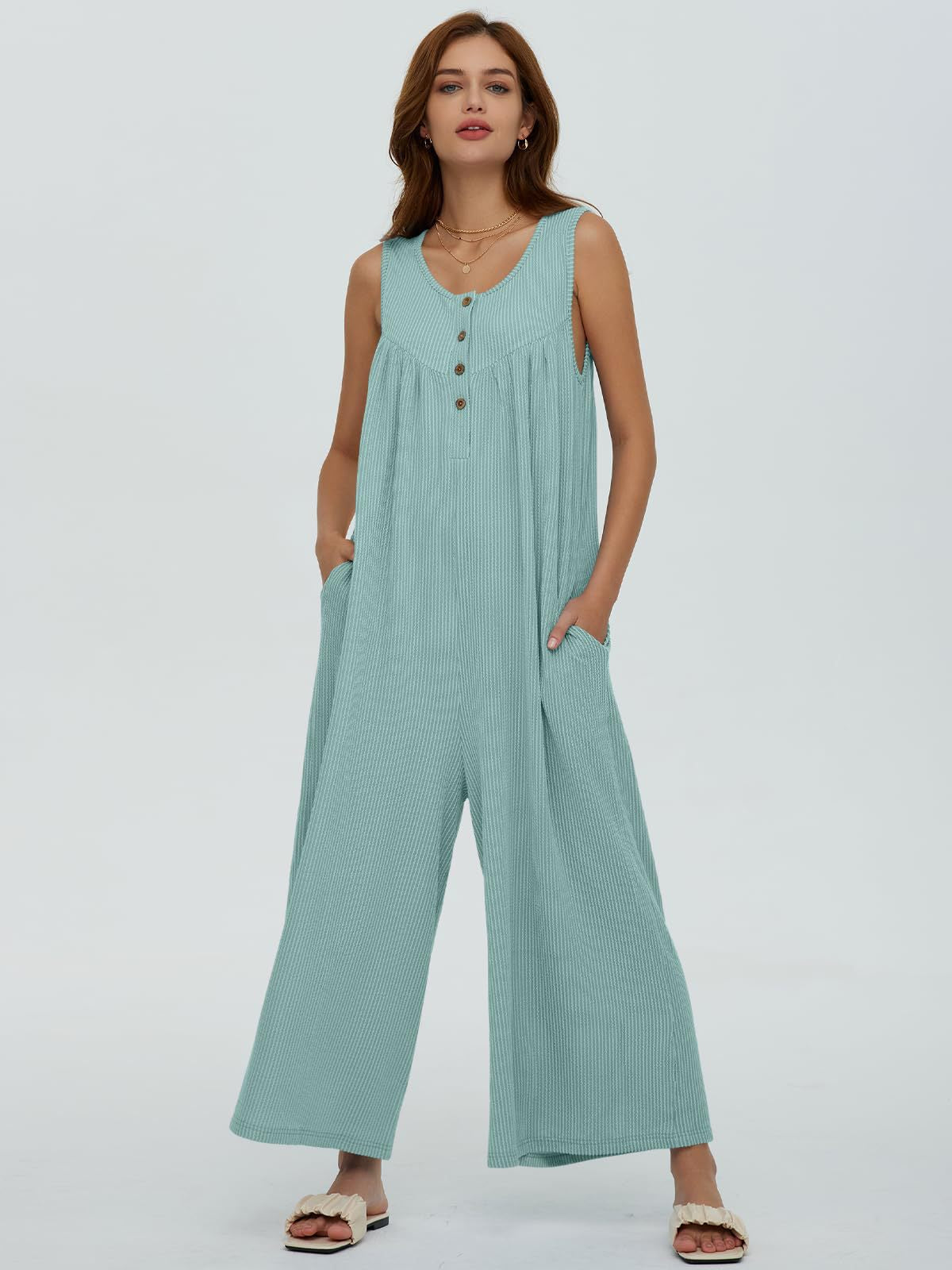 Attractive Slouchy Women's Fresh Casual Pocket Women's Jumpsuit/clothing