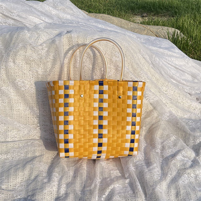 Women's Woven Large Capacity Straw Portable Vegetable Handbags