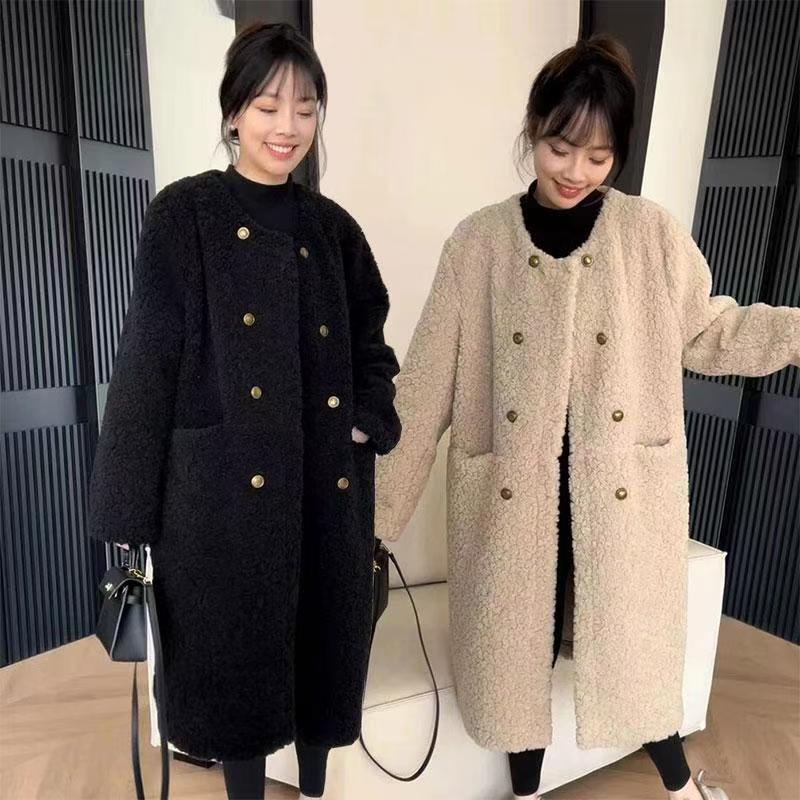 Women's Fashionable Retro Mid-length Lamb Wool Loose Western Coats