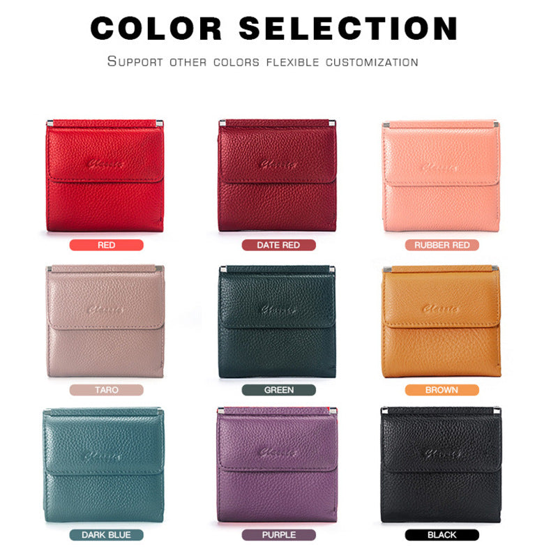 Women's Genuine Leather High-grade Short First Layer Ladies Wallets