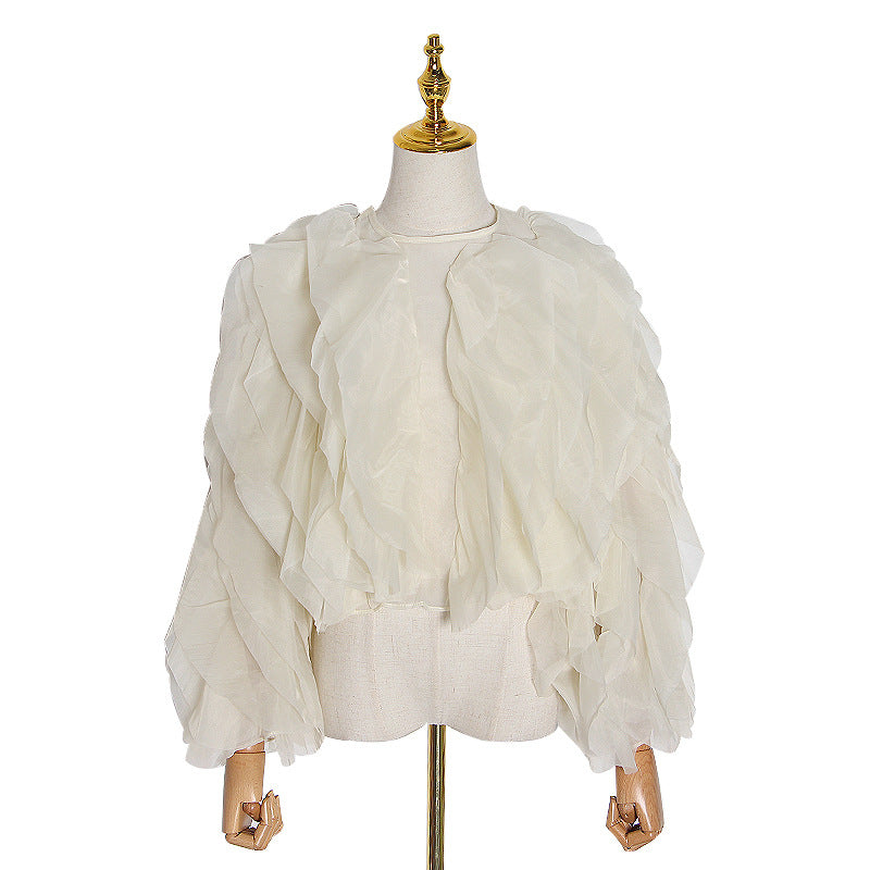 Women's Wear Shirt Design Ruffled Stitching Solid Blouses