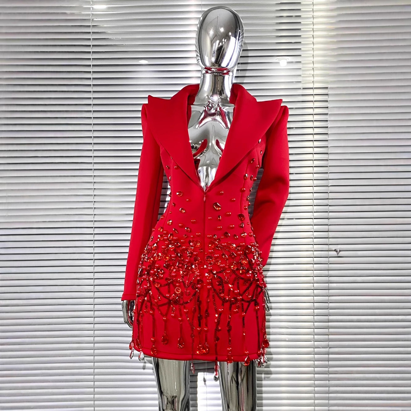 Luxury Rhinestone Sequins Pearl Sexy Low Dresses