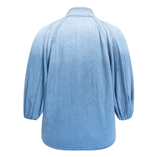 Women's Loose Puff Sleeves Denim Summer Half Shorts