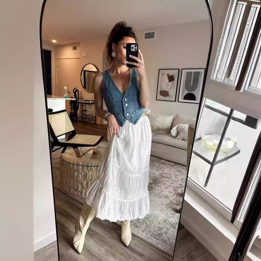 Women's Casual Retro Fashion Denim For Women's Vest