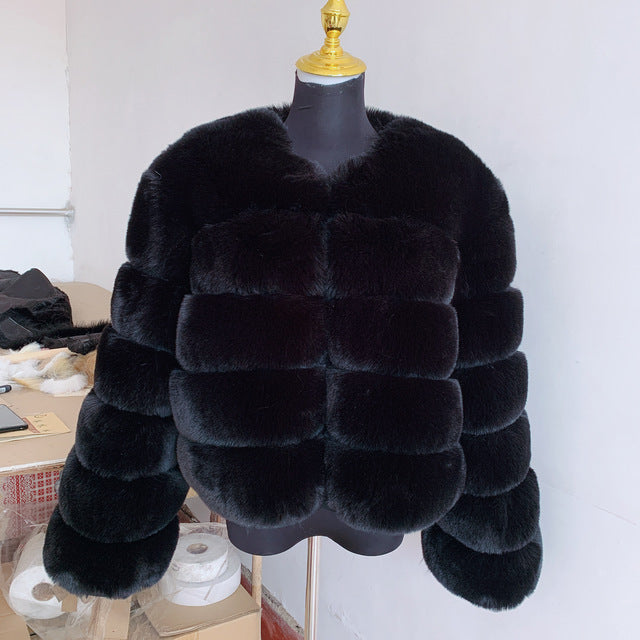 Women's Fur Warm Leisure Stitching Faux Fox Coats