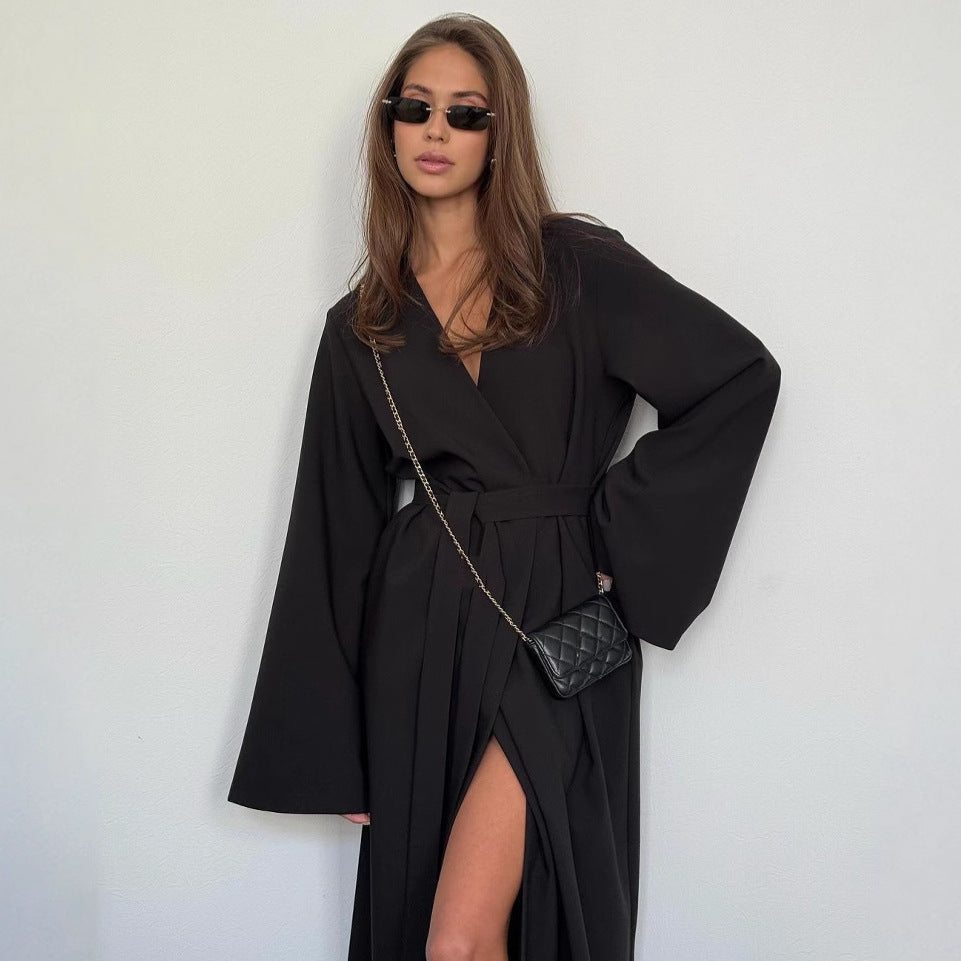 Women's Elegant Long Slit Sleeve Dress Solid Dresses