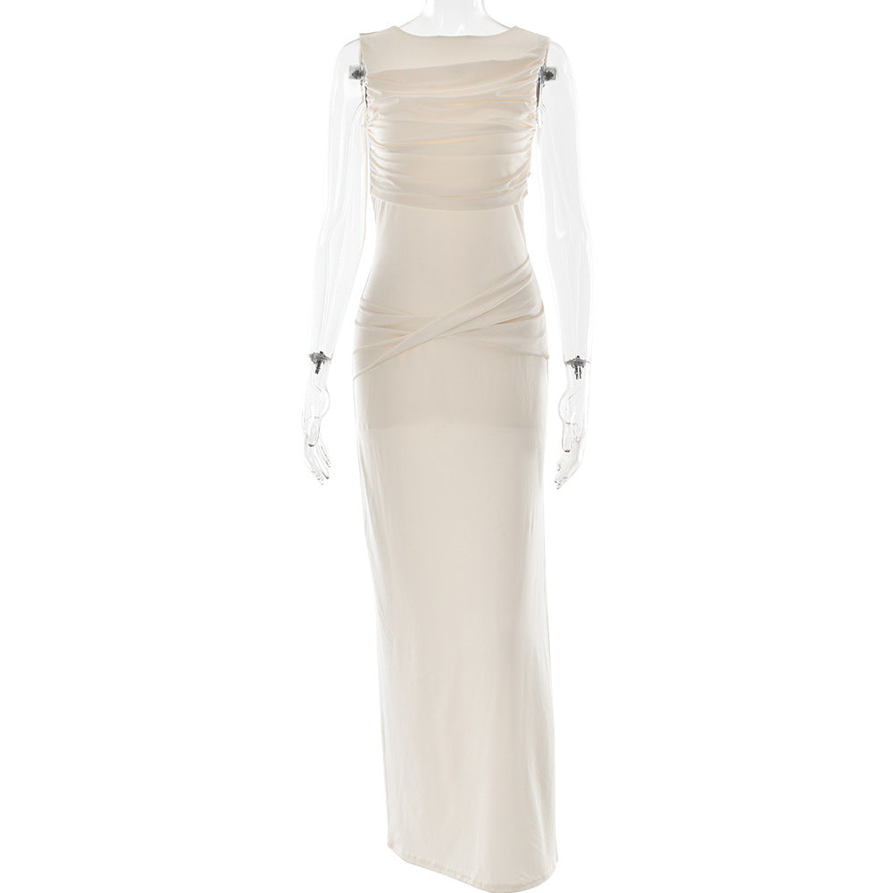 Sleeveless Split Long Dress Elegant Slim Dresses
