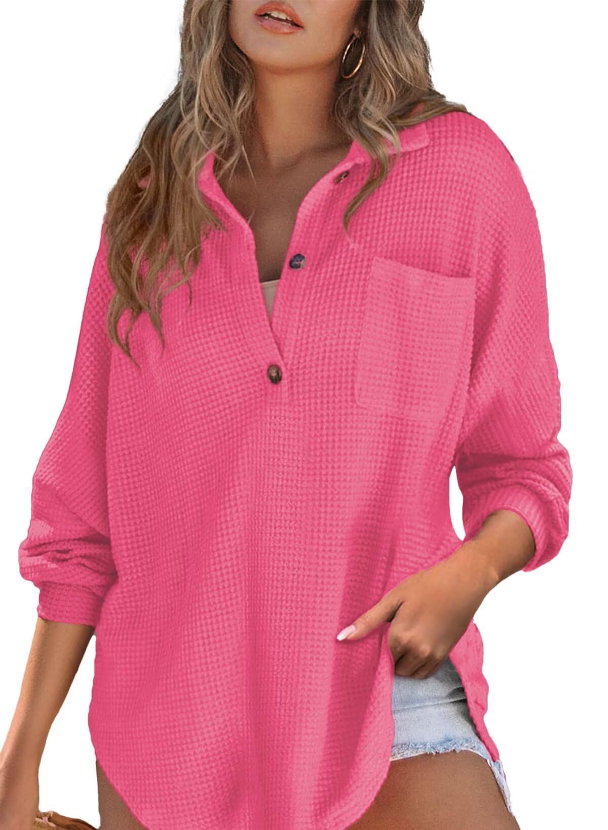 Glamorous Casual Women's Waffle Knitted Loose Women's Sweater, Sweater