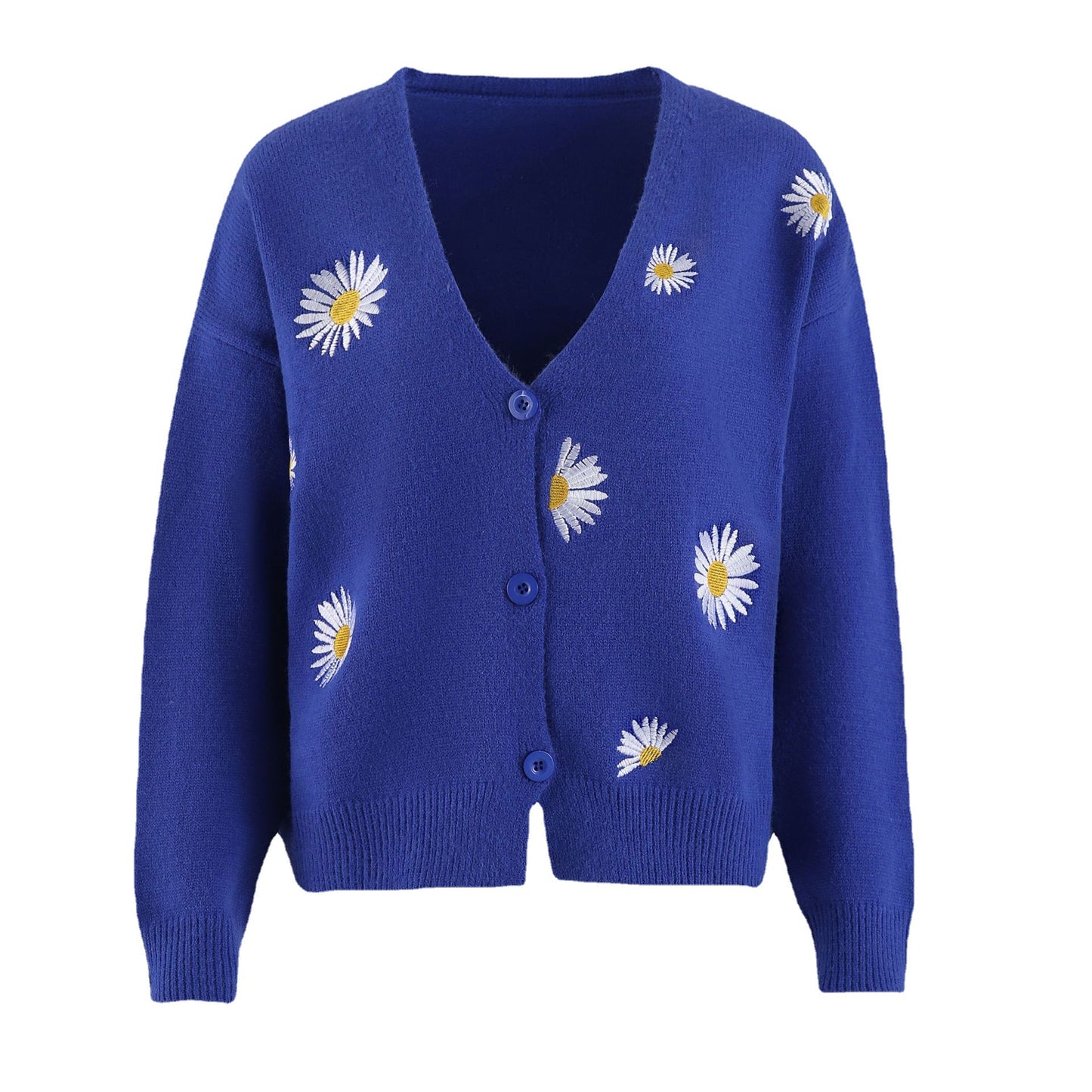 Women's Knitted Single-breasted King Whyte Embroidered Sweaters