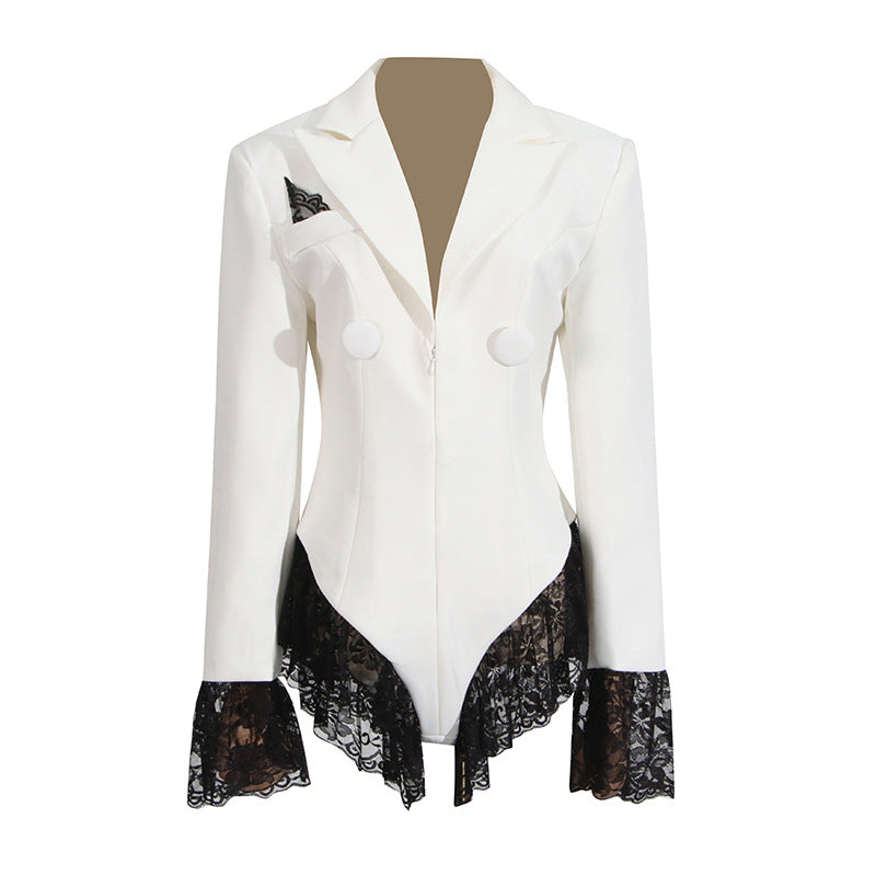 Women's Autumn Elegant Detachable Collar Slim Lace Women's Jumpsuit/clothing