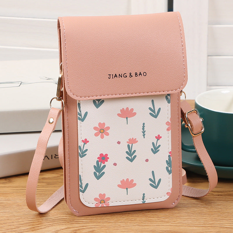 Women's Touch Screen Compact Mini Printed Charging Phone Bags