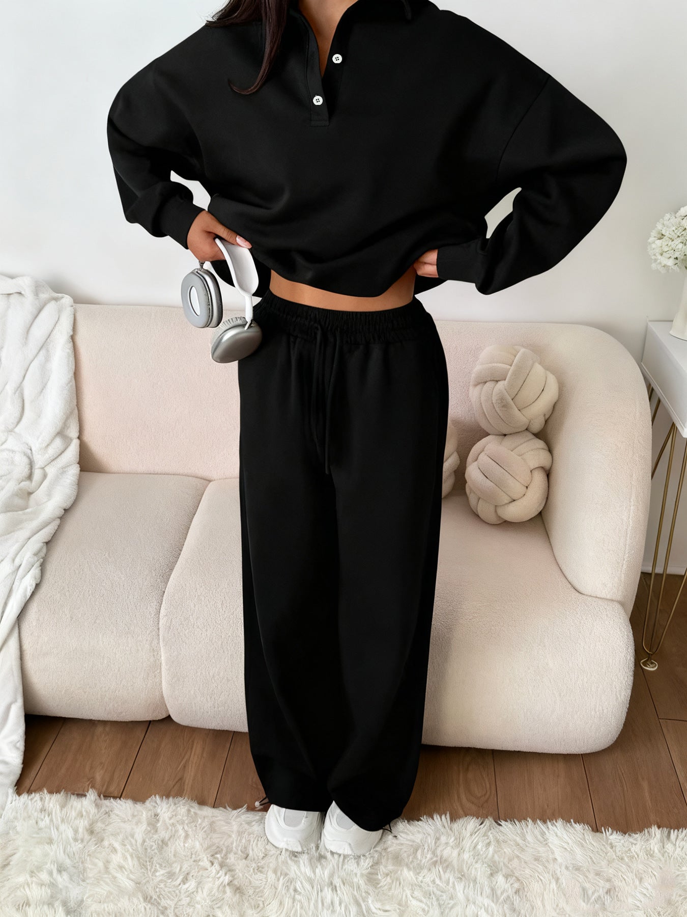 Women's Sports Leisure Street Pink Shirt Straight Fashion Casual Suit