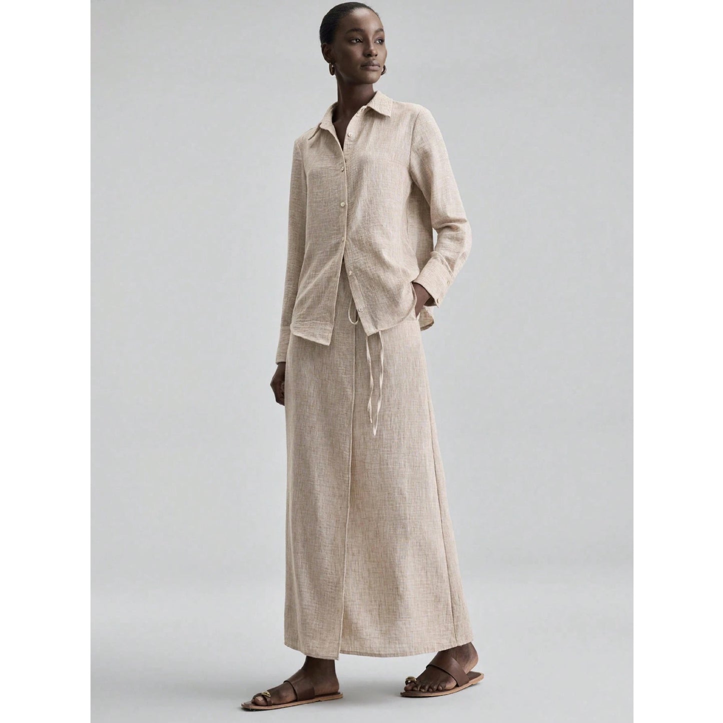 Women's Spring Shirt Loose Long Dress Two-piece Tops