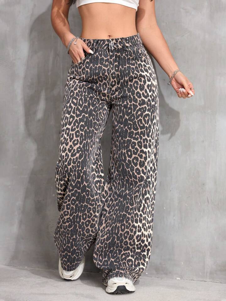 Print Straight Casual Trousers Spring American Jeans