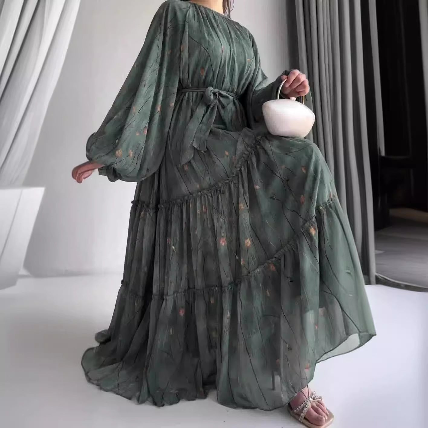 Autumn Fashion Printed Bohemian Style Large Swing Dresses