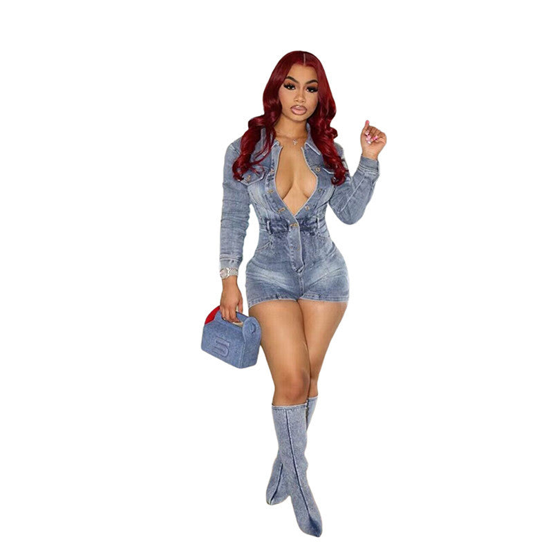 New Pretty Trendy Spring Denim Stretch Jumpsuits