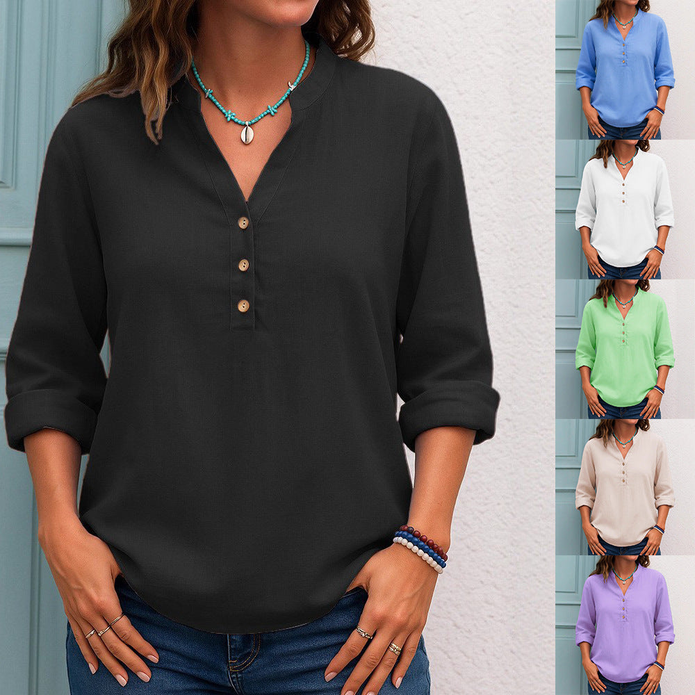 Slouchy Elegant Women's Casual Long-sleeved Shirt Women's T-shirt