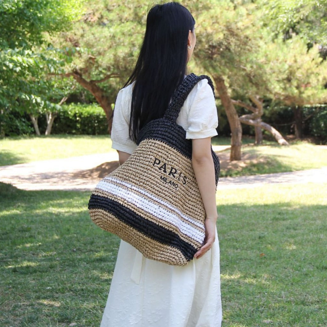 Women's Woven Handmade Beach Mori Style Solid Handbags