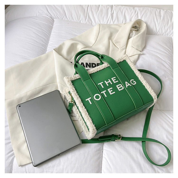 Women's Trendy Solid Color Letter Large Capacity Shoulder Bags