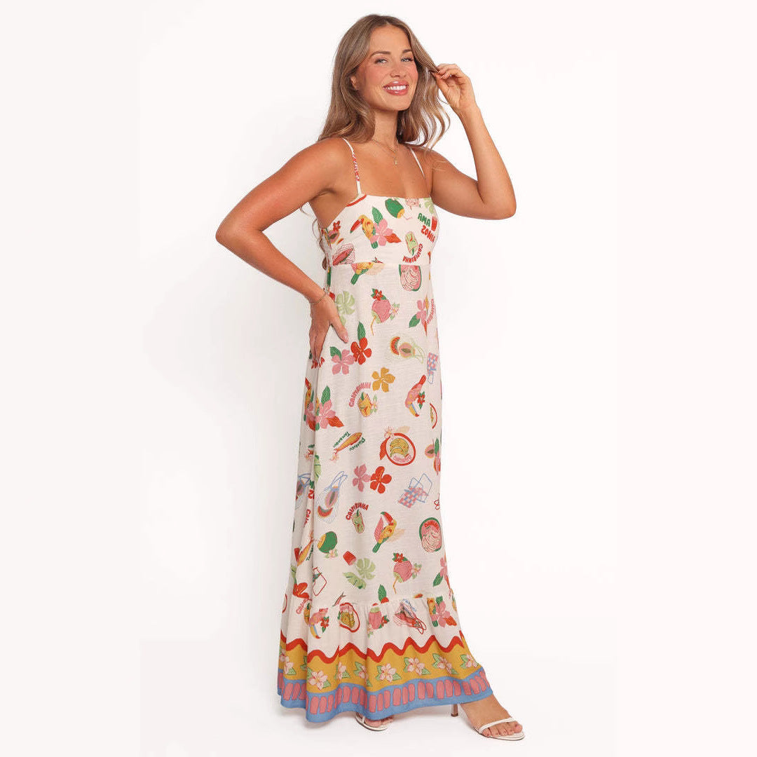 Temperament Elegant Simple Linen Sleeveless Suspender Dress