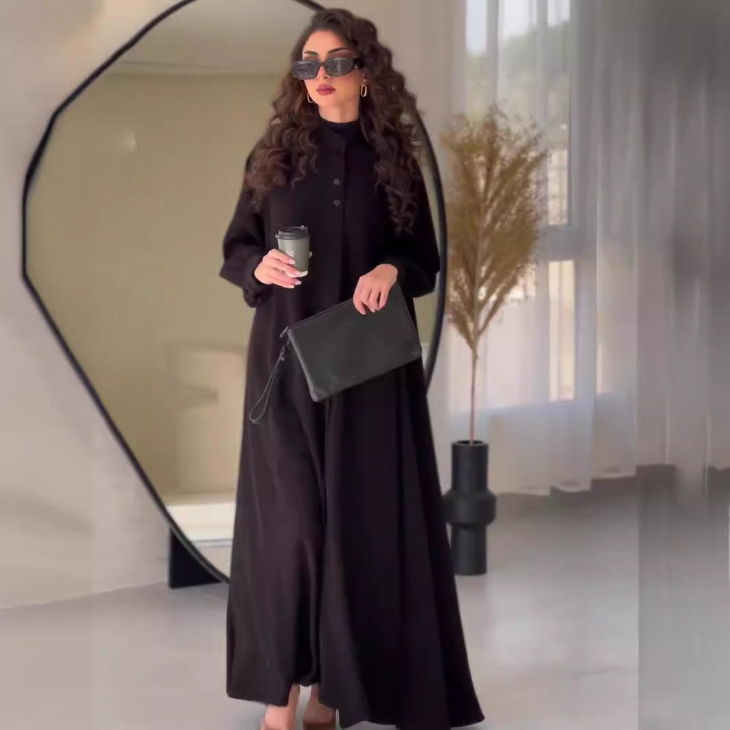 Muslim Spring Commuter Street Fashion Solid Dresses