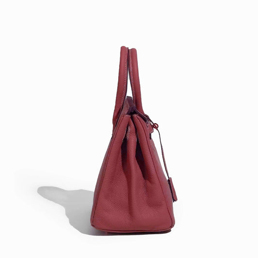 Capacity Lychee Pattern First Layer Cowhide Kelly Handbags