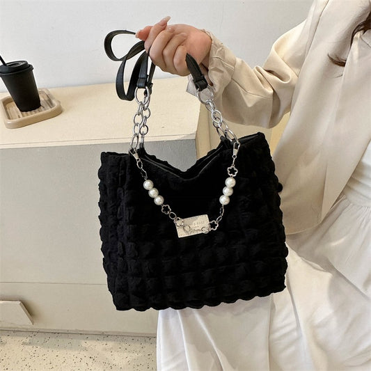 Women's Gentle Fashion Pleated Large Capacity Style Tote Bags