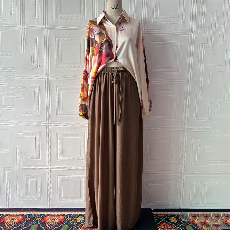 Personalized Printed Loose Wide Leg Two-piece Suits
