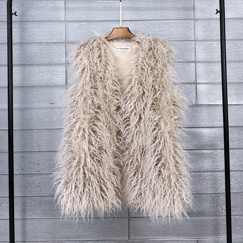 Women's Imitated Tibet Sheep Fur Mid-length Faux Coats