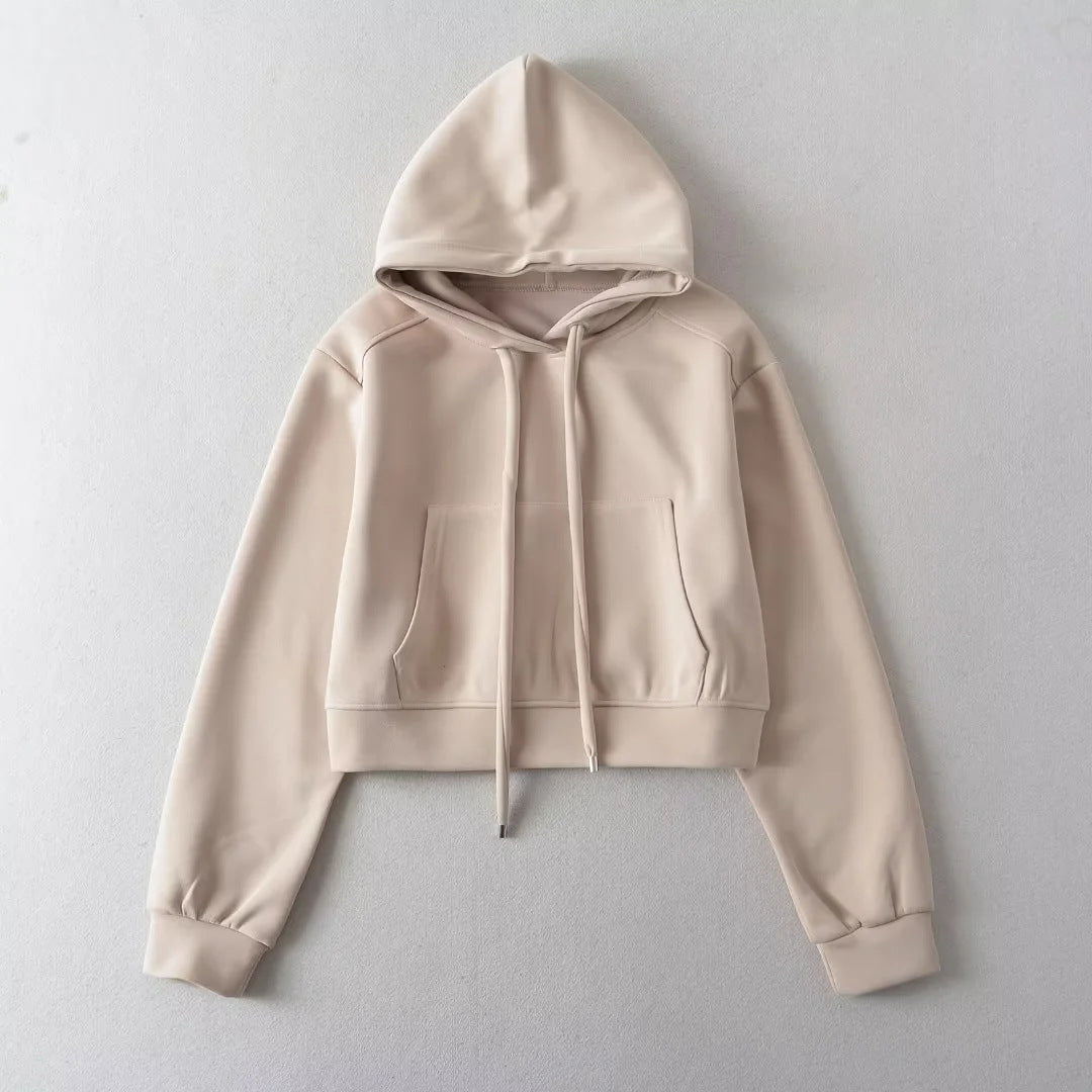 Women's Basic Hooded Large Pocket High Waist Sweaters