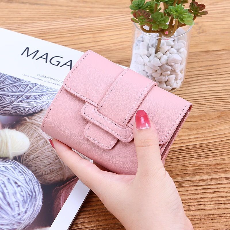Women's Korean Style Solid Color Tri Fold Ladies Wallets