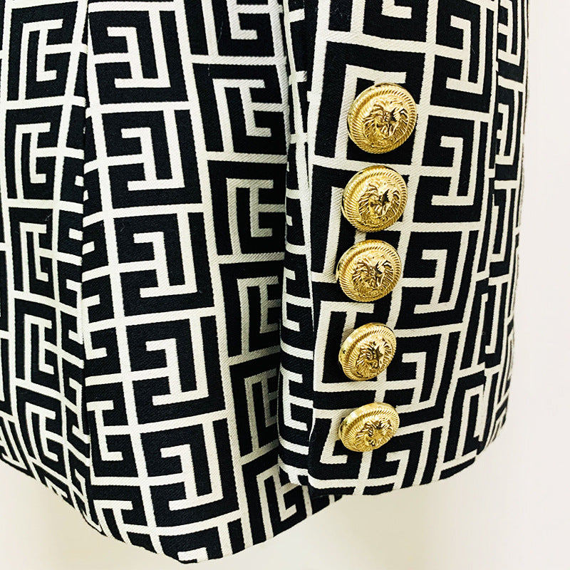 Personality Profile Shrug Geometric Pattern Jacquard One Suits