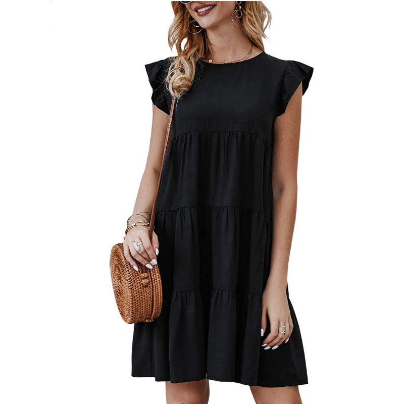 Women's Cake Solid Color Round Neck Sleeveless Dress