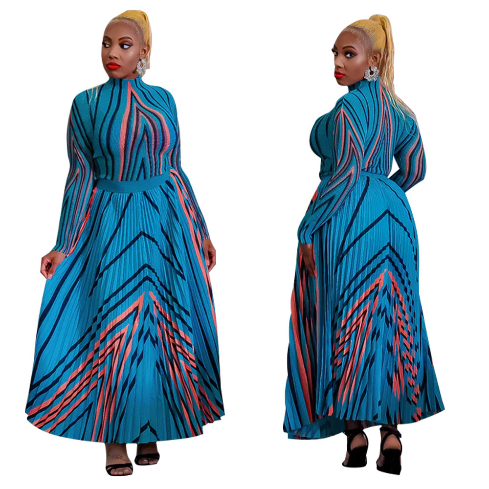 Women's Independent Printed Pleated Two-piece Set Oversized Suits