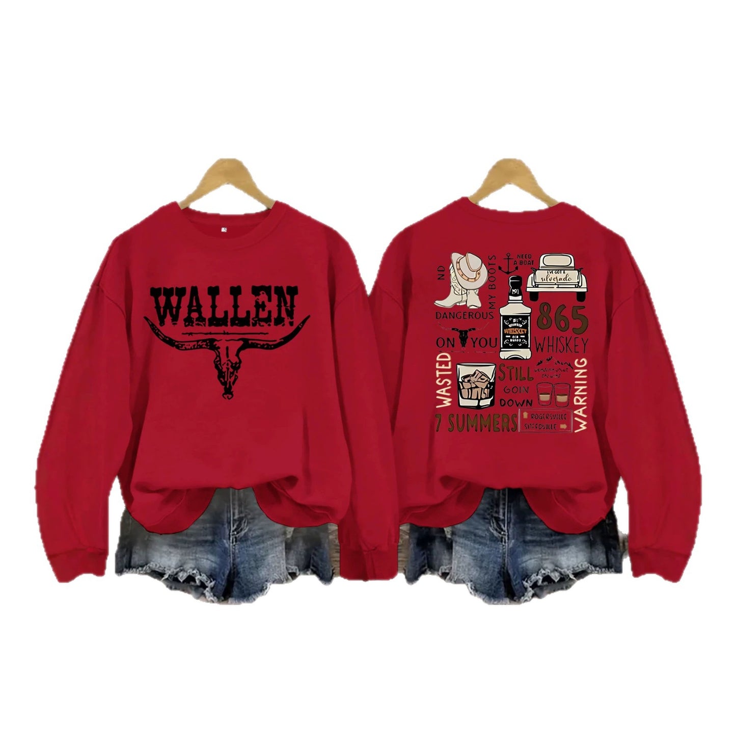 Cow Head Letter Pattern Printed Round Neck Versatile Casual Women's Sweater, Sweater