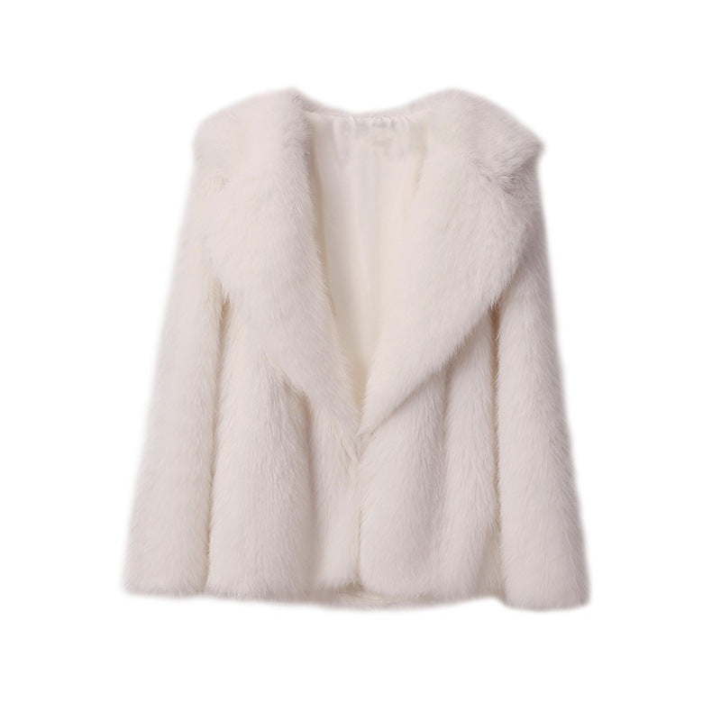 Women's Lapel Leather Fur Faux Loose Korean Coats
