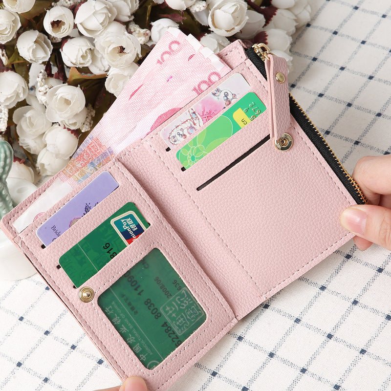 Women's Style Vertical Cherry Embroidery Short Fashion Ladies Wallets
