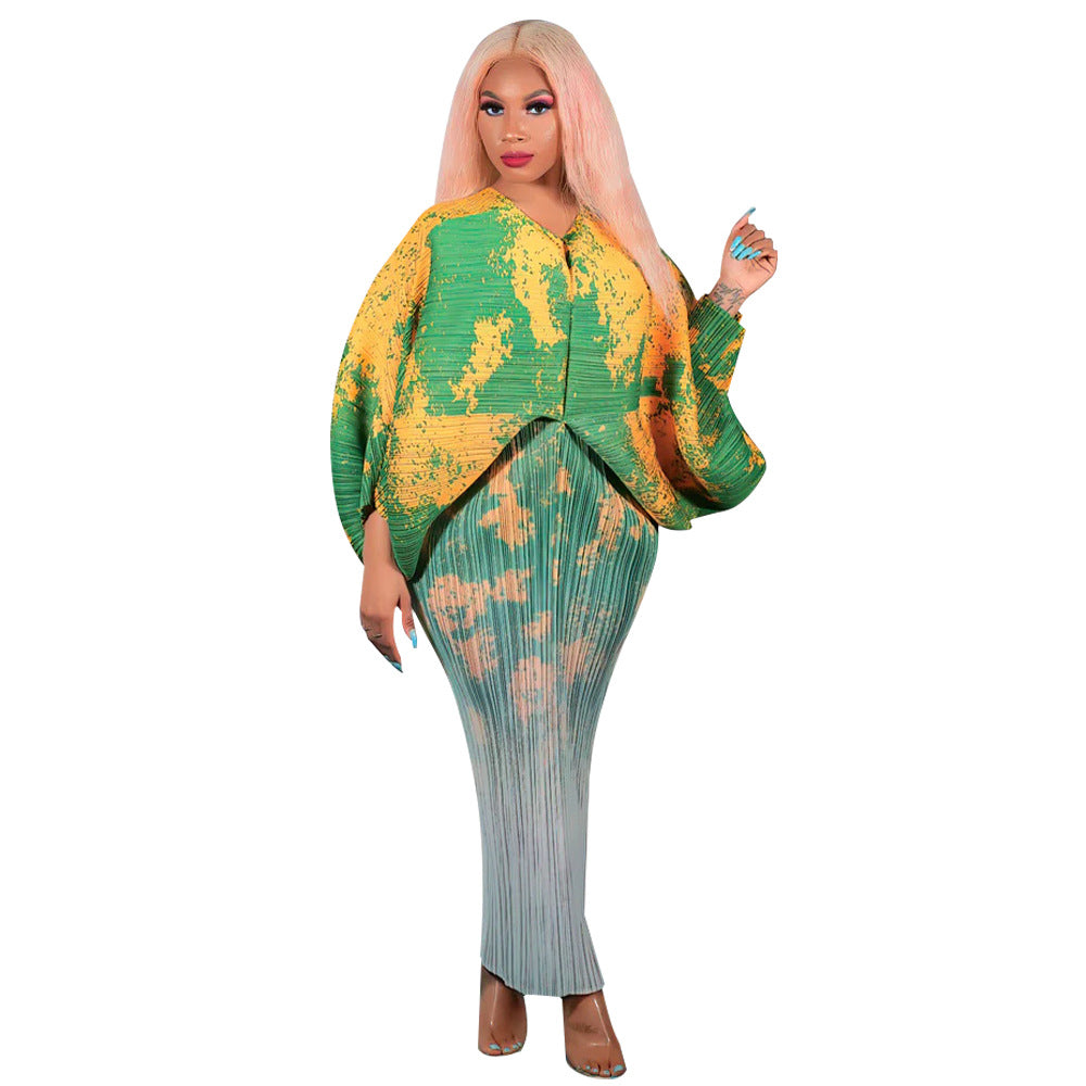 Women's Autumn Batwing Sleeve Printed Dress Dresses