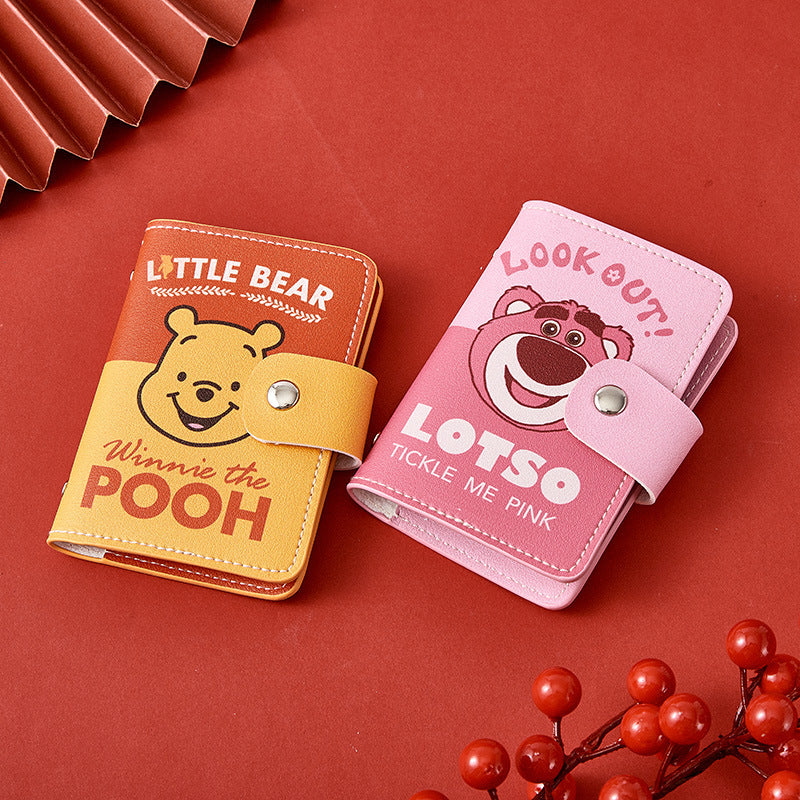 Cute Mini Strawberry Bear Pooh Large Card Holder